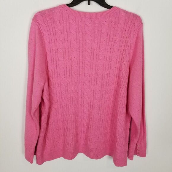 Talbots  Women Plus Cable Knit Crewneck Sweater Sz 3X Pink Pullover - Picture 4 of 8